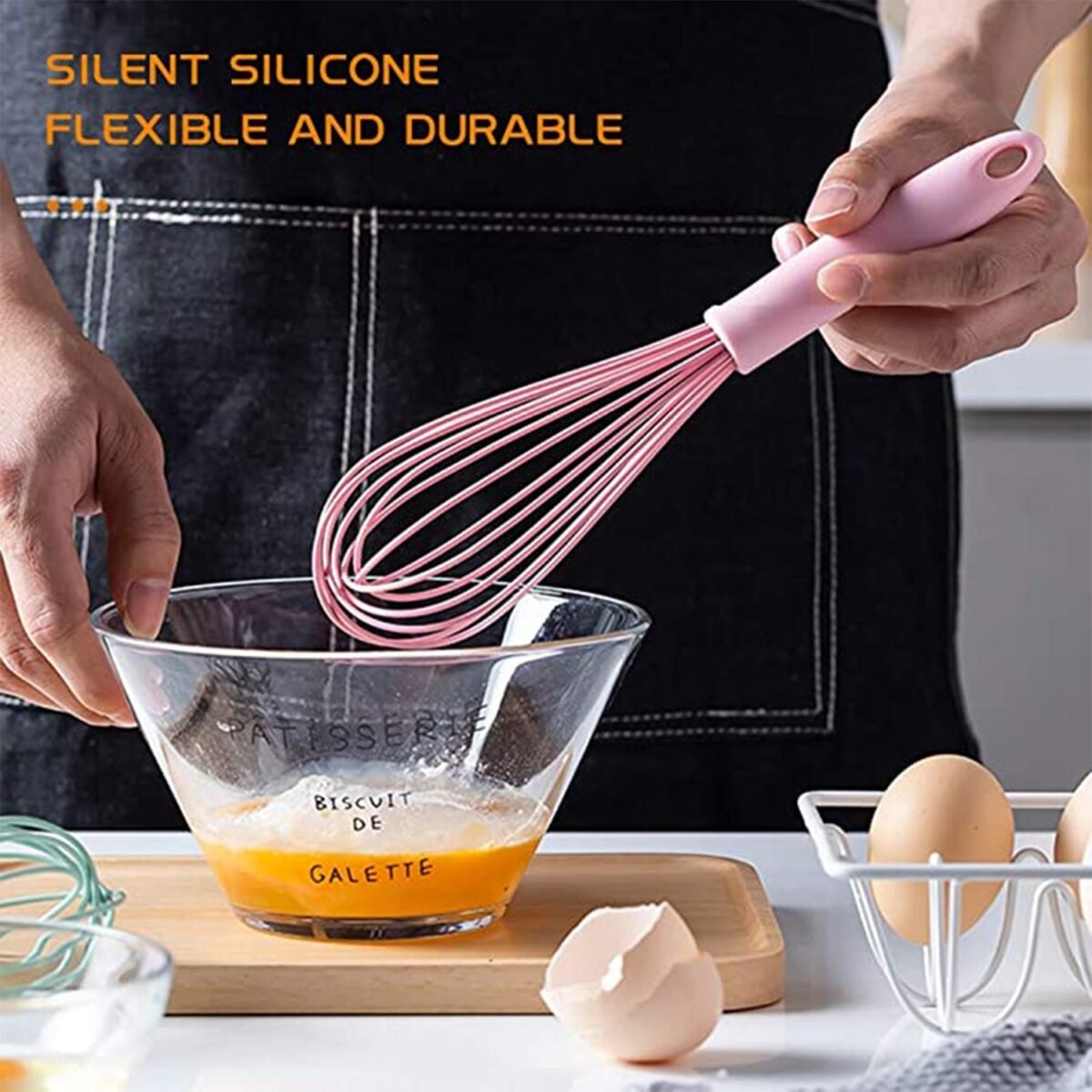 Manual Whisk Mixer Silicone Whisk, Cream Whisk, Flour Mixer, Rotary Egg Mixer, Kitchen Baking Tool. - Image 7