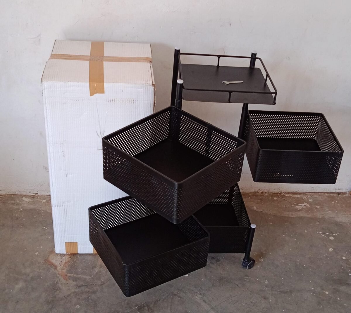 Metal High Quality Kitchen Trolley Kitchen Organizer Items and Kitchen Accessories Items for Kitchen Rack Square Design for Fruits & Vegetable Onion Storage Kitchen Trolley with Wheels (4 Layer) - Image 6