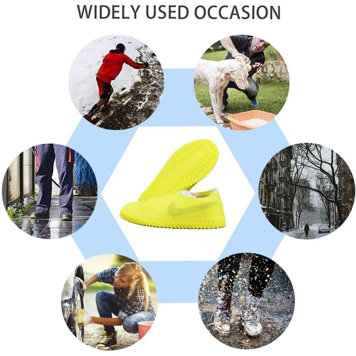 NON-SLIP SILICONE RAIN REUSABLE ANTI SKID WATERPROOF FORDABLE BOOT SHOE COVER (MEDIUM/ Mix Color) - Image 7