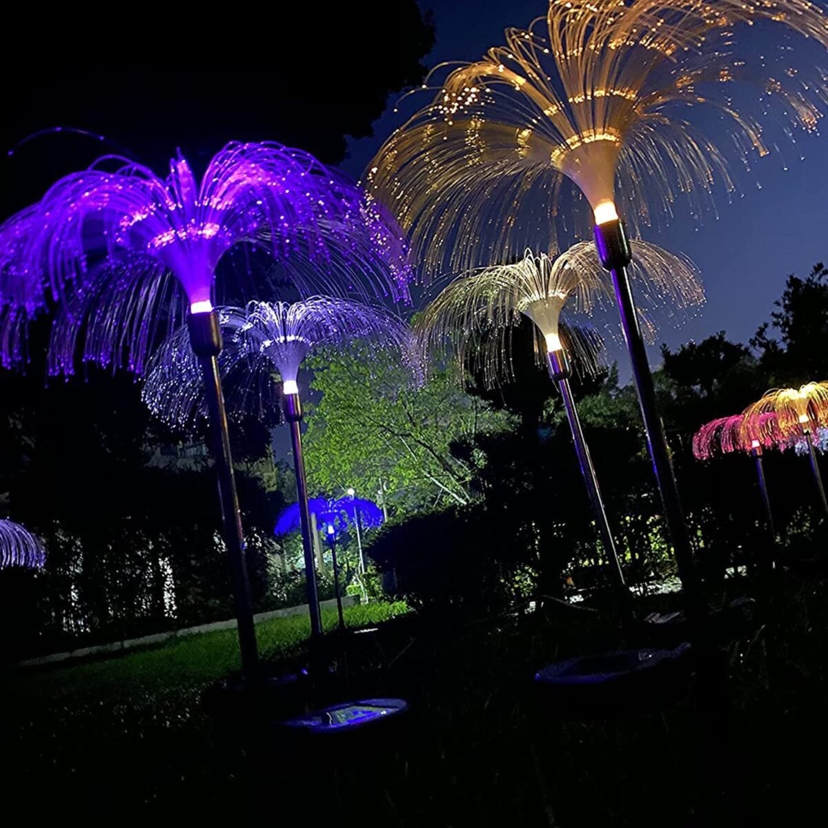 Solar Outdoor Lights – 7-Color Waterproof Jellyfish Like Firework Home Decor (2pcs) - Image 4