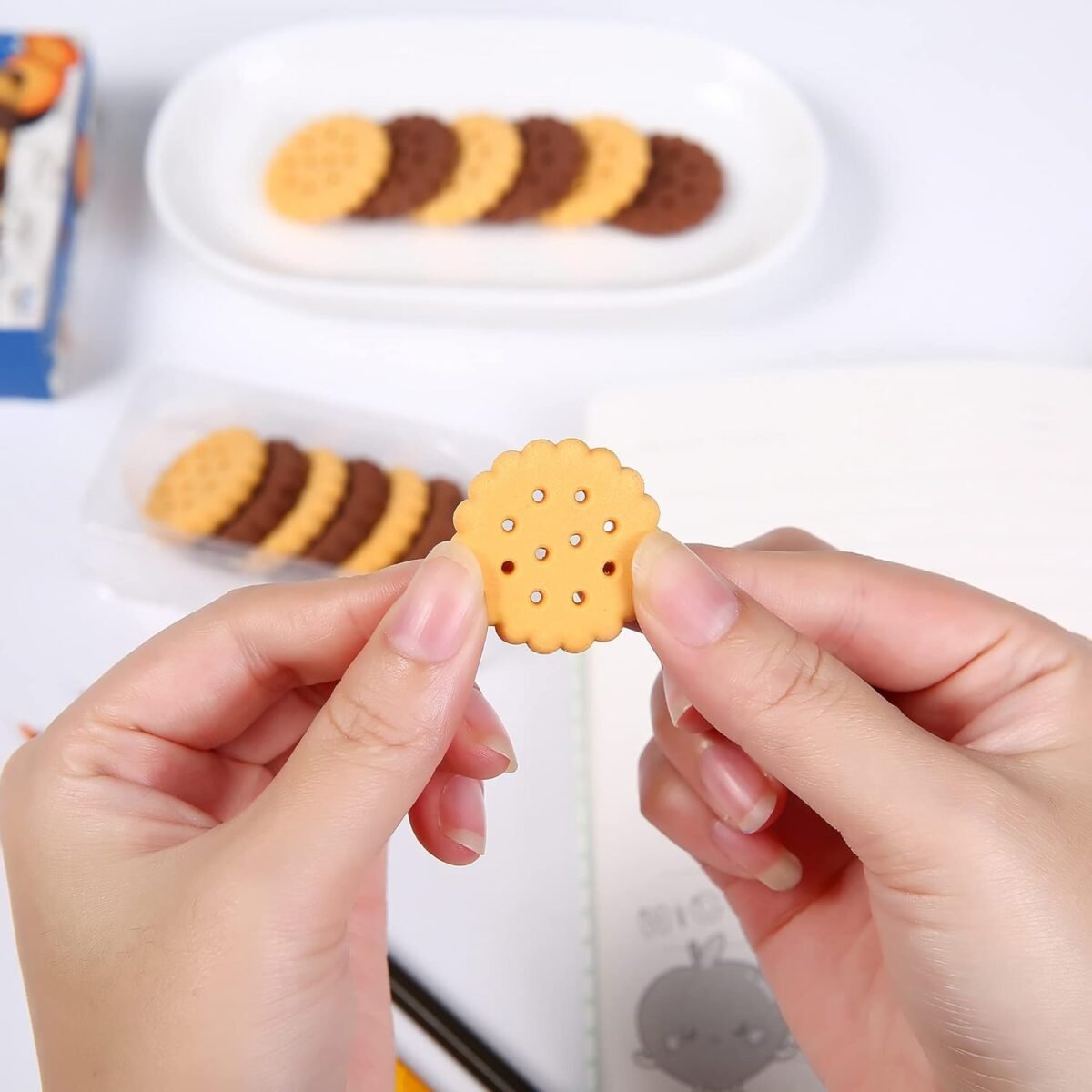 Biscuit-Shaped Erasers | Fun Rubber Stationery for Kids | Creative Birthday Gift Toy (6 Pcs Set) - Image 6