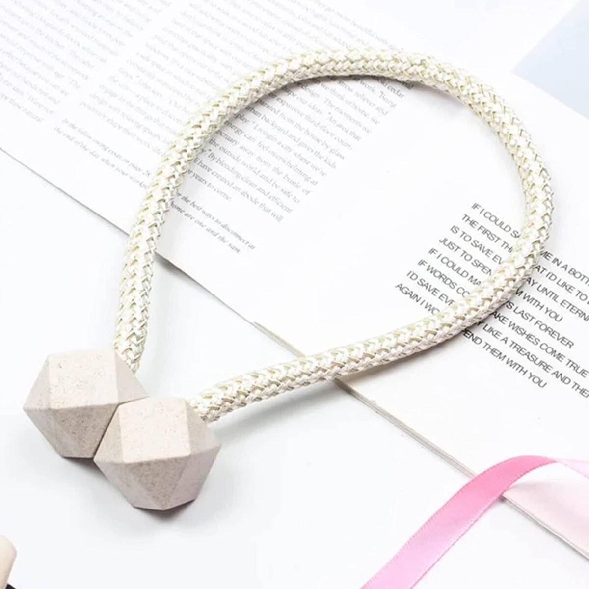 Non-Magnetic Curtain Tiebacks: Decorative Pearl Design (2 Pc, (Without Magnet Buckle) - Image 5