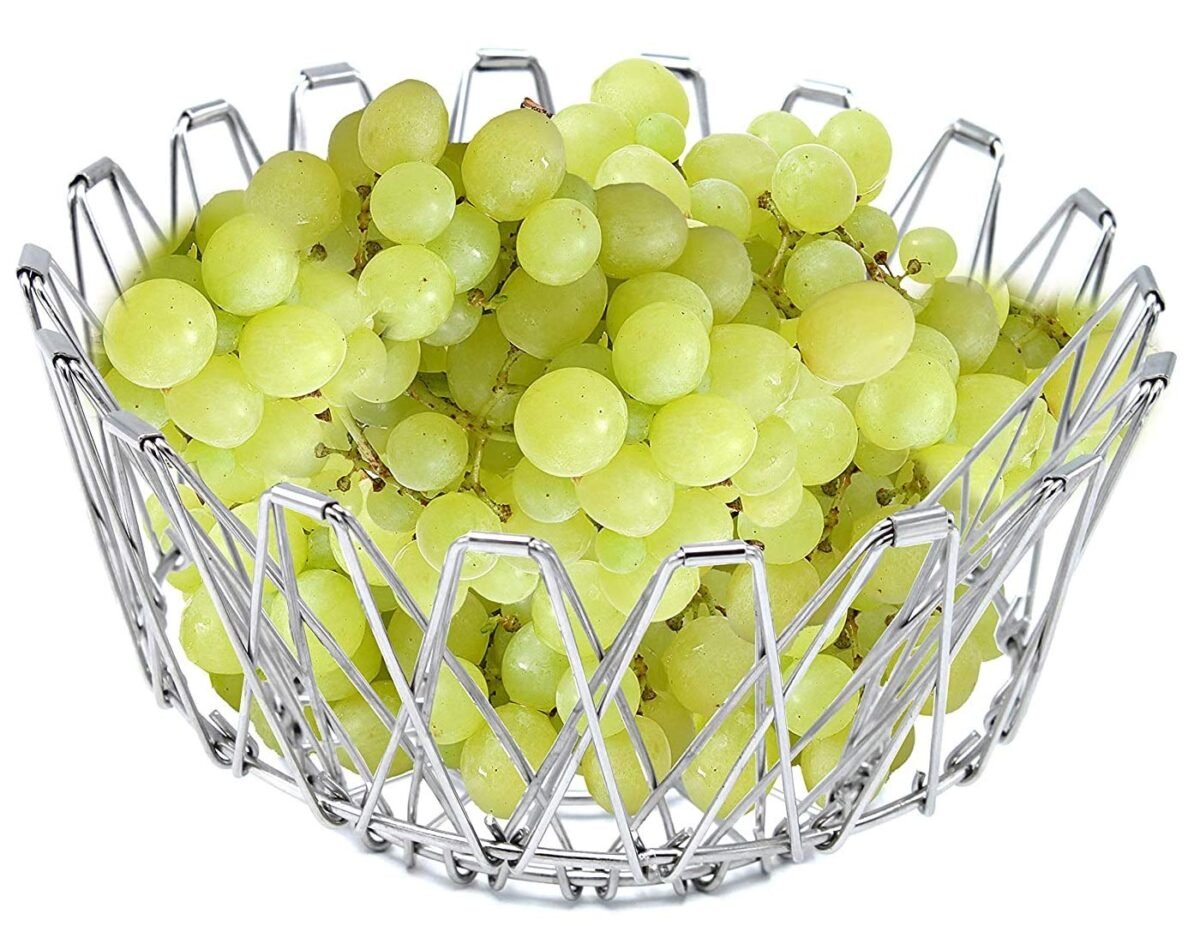 Multipurpose Fruit Basket Stainless Steel Wire Bowl Foldable Basket for Vegetable  /  Fruits  /  Dining - Image 10