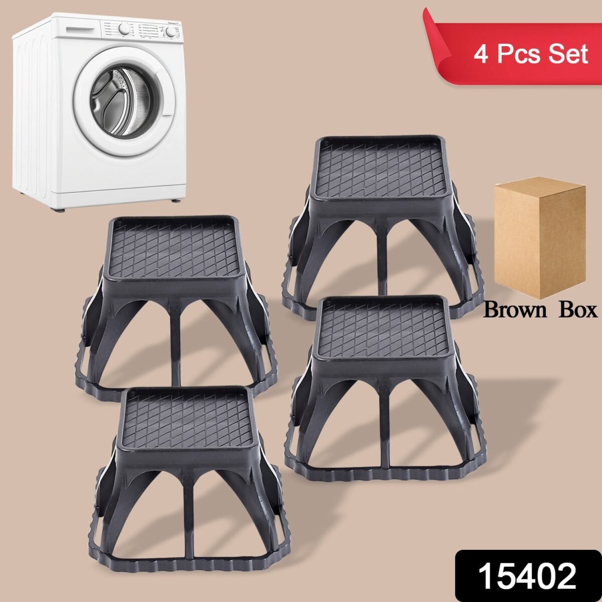 Multi-Purpose Plastic Washing Machine Stand (4 Pcs Set) - Image 2