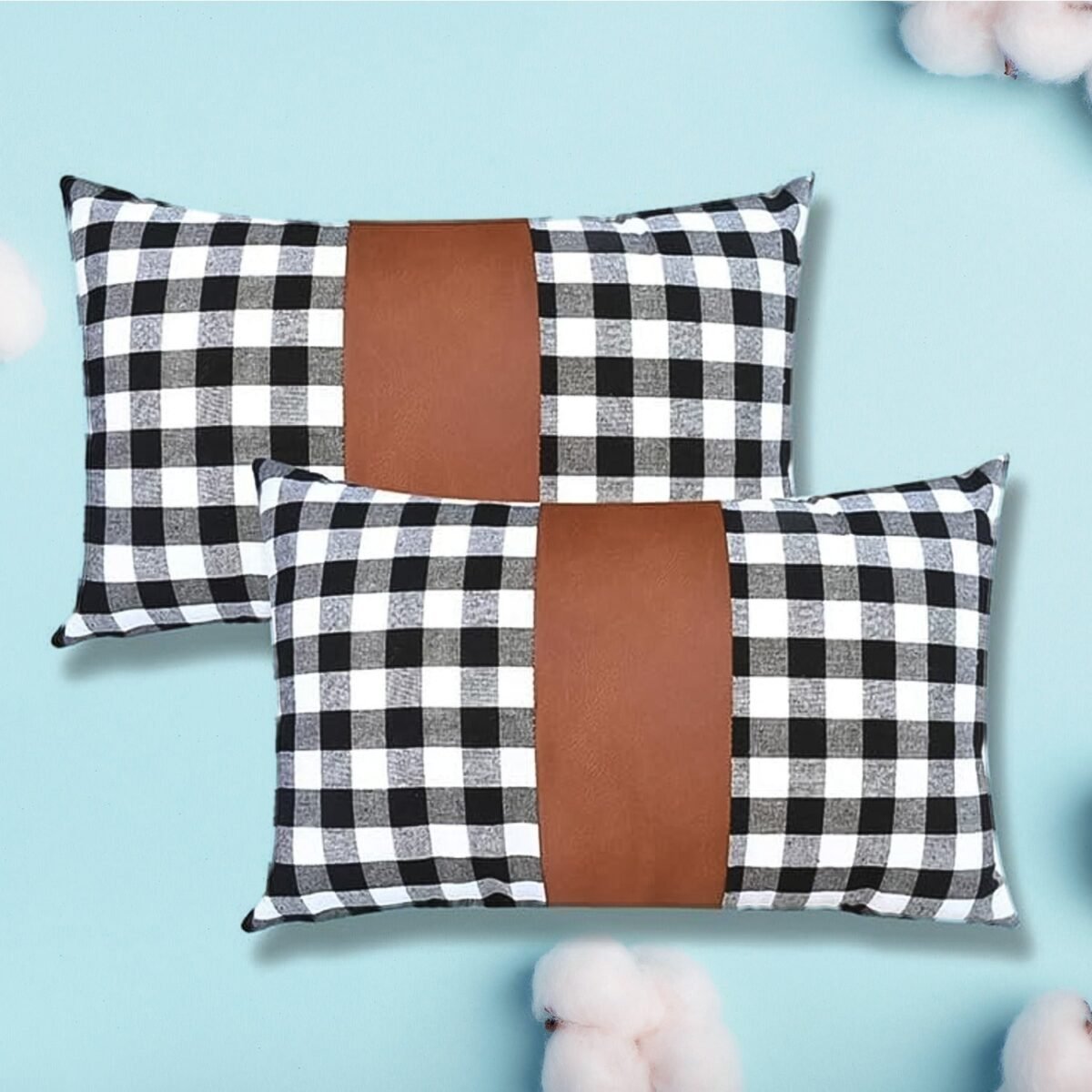 Pillow Covers, Leather & Cotton Cushion Covers (19 × 12 Inch / 1 Pair / 2 Pc) - Image 5
