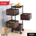 Metal Square High Quality Kitchen Trolley with Wheels (4 Layer / 1 Pc) - Image 2