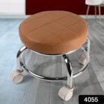 Heavy Duty Steel Base Round Rolling Stool with Wheels Pedicure Stool (1 pc) - Image 2