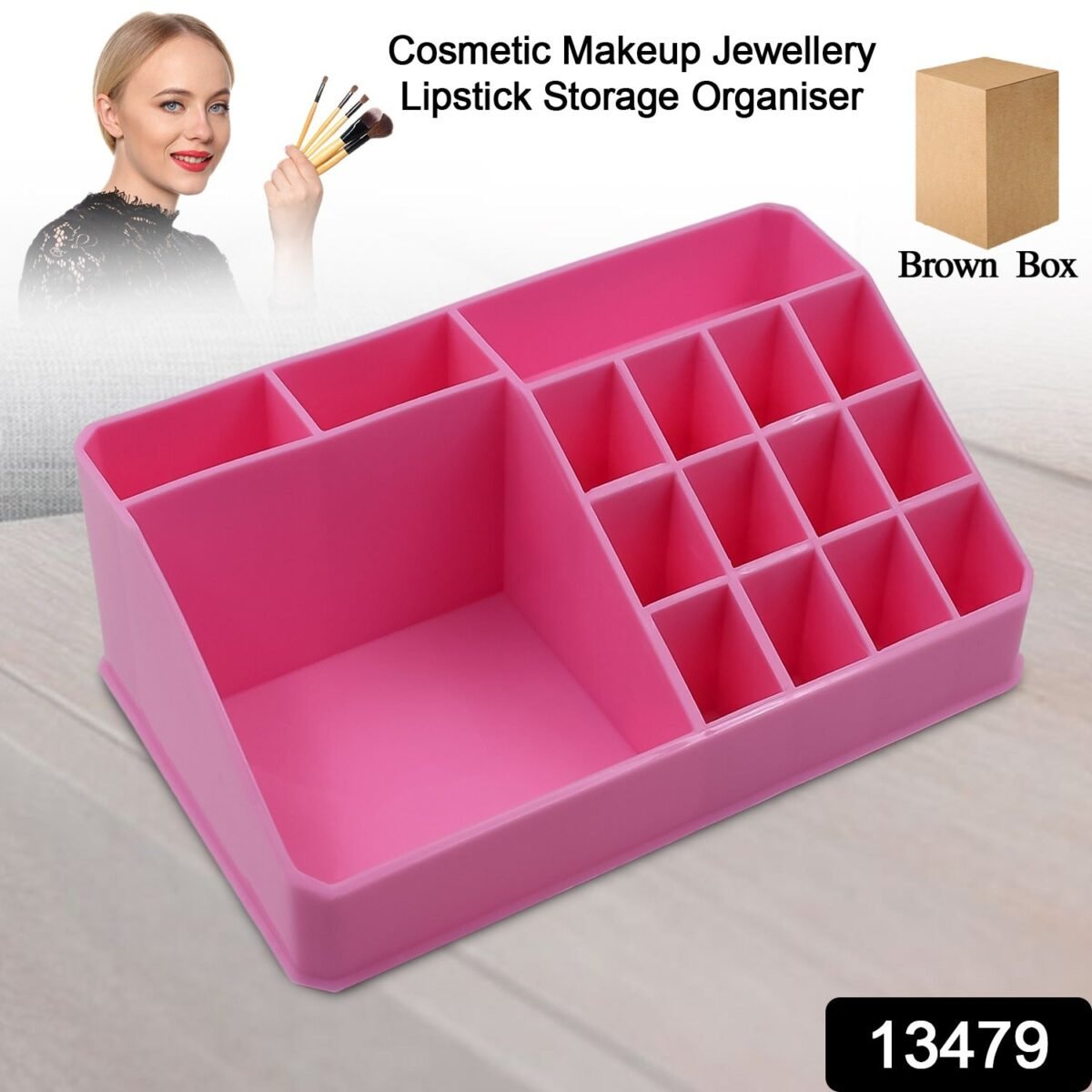 Makeup Organiser Cosmetic Makeup Lipstick Storage Box with Drawer Plastic Case Holder Skin Care Products (1 Pc) - Image 2