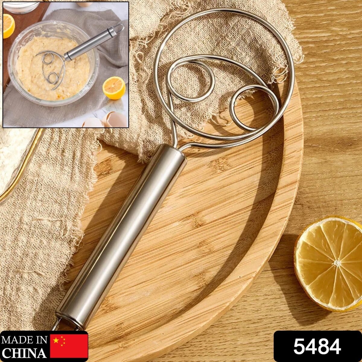 Dough Whisk, Premium Stainless Steel Dutch Whisk, Dough Hand Mixer Artisan Blender For Egg, Bread, Cake, Pastry, Pizza Dough - Perfect Baking Tools, Whisking, Tirring Kitchen Tools (1 Pc) - Image 2