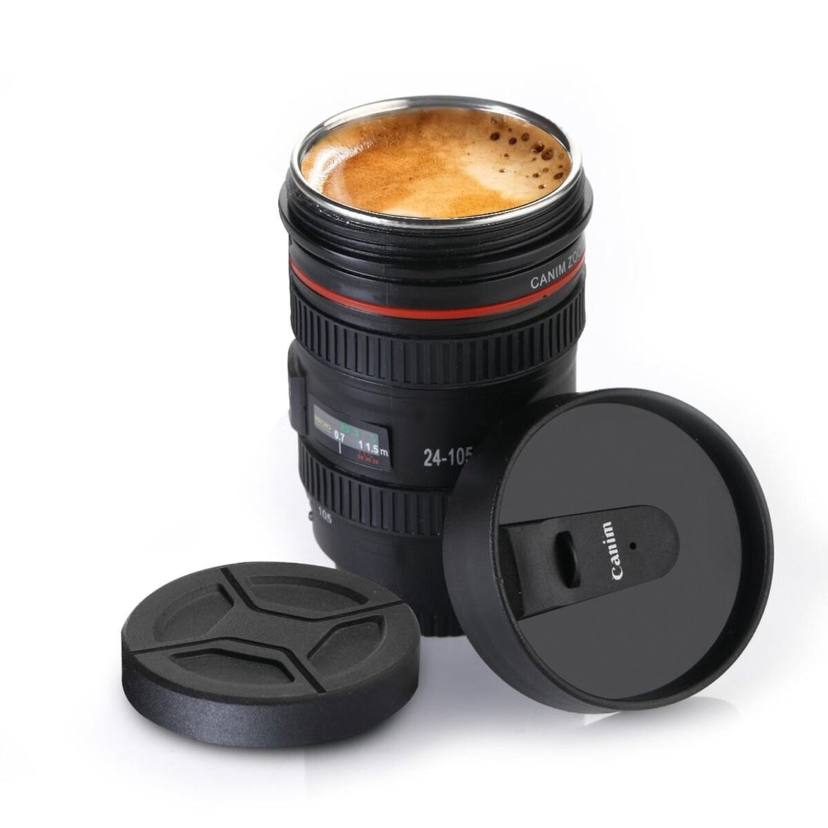 Plastic Camera Lens Stainless Steel Coffee Mug - Image 1