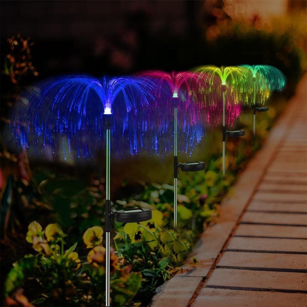 Solar Outdoor Lights – 7-Color Waterproof Jellyfish Like Firework Home Decor (2pcs) - Image 5