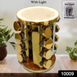 LED Spice Rack Organizer, Rotating Spice Rack with Free 16 Seasoning Jars, Revolving Tower Organizer Stainless Steel for Kitchen Storage (Golden / 16 Pc / MOQ - 6 pc) - Image 2
