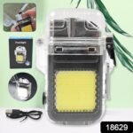 USB Rechargeable Electric Lighter & 3 Modes COB Flashlight (1 Pc) - Image 2