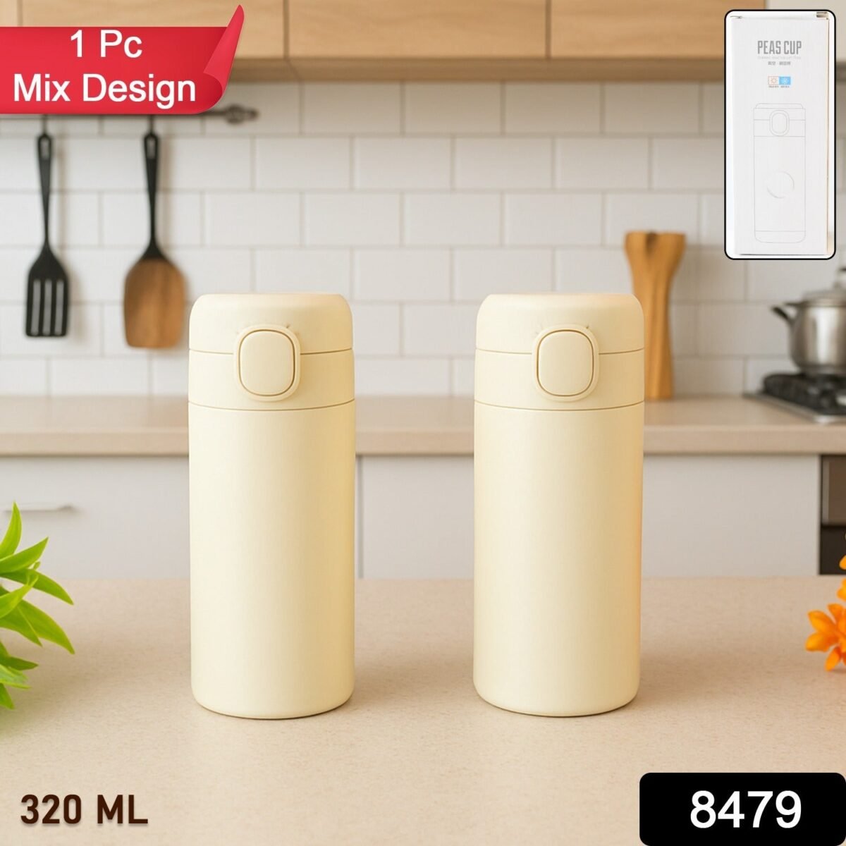 Stainless Steel Thermos Water Bottle 320lm (1 Pc) - Image 2