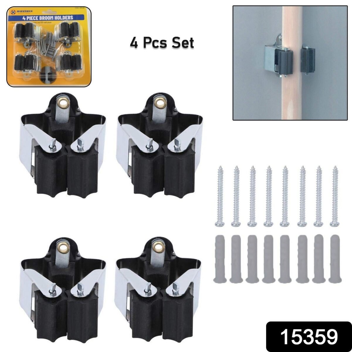 Multifunction Wall Mount Garage Holder for Mop / Broom / Hanger (4 Pcs Set) - Image 2