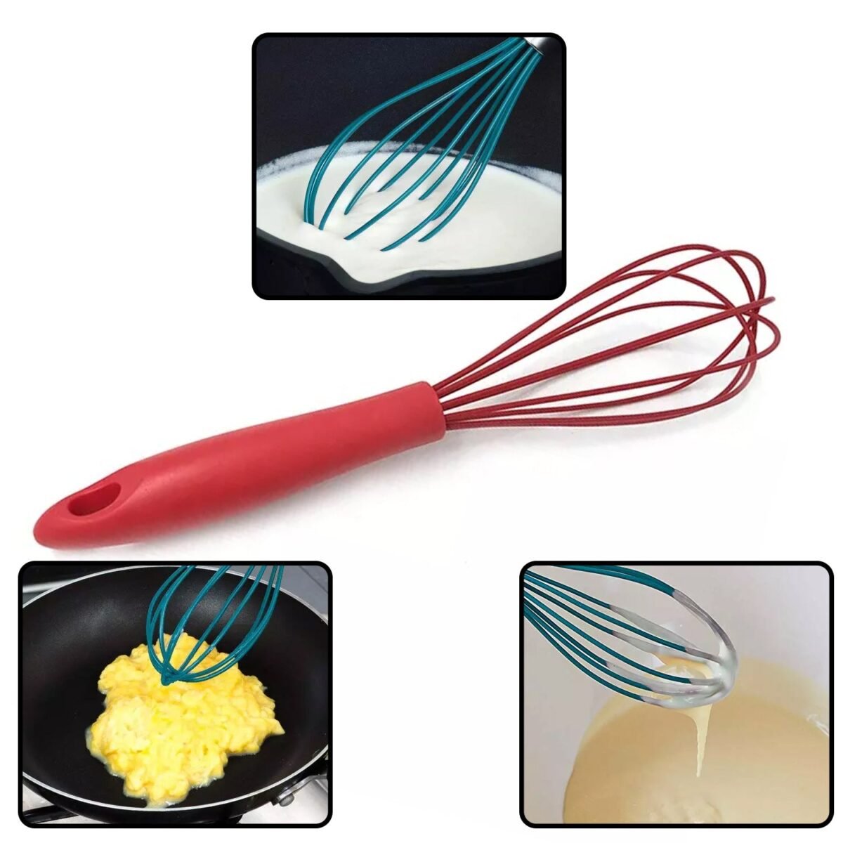 Manual Whisk Mixer Silicone Whisk, Cream Whisk, Flour Mixer, Rotary Egg Mixer, Kitchen Baking Tool. - Image 1