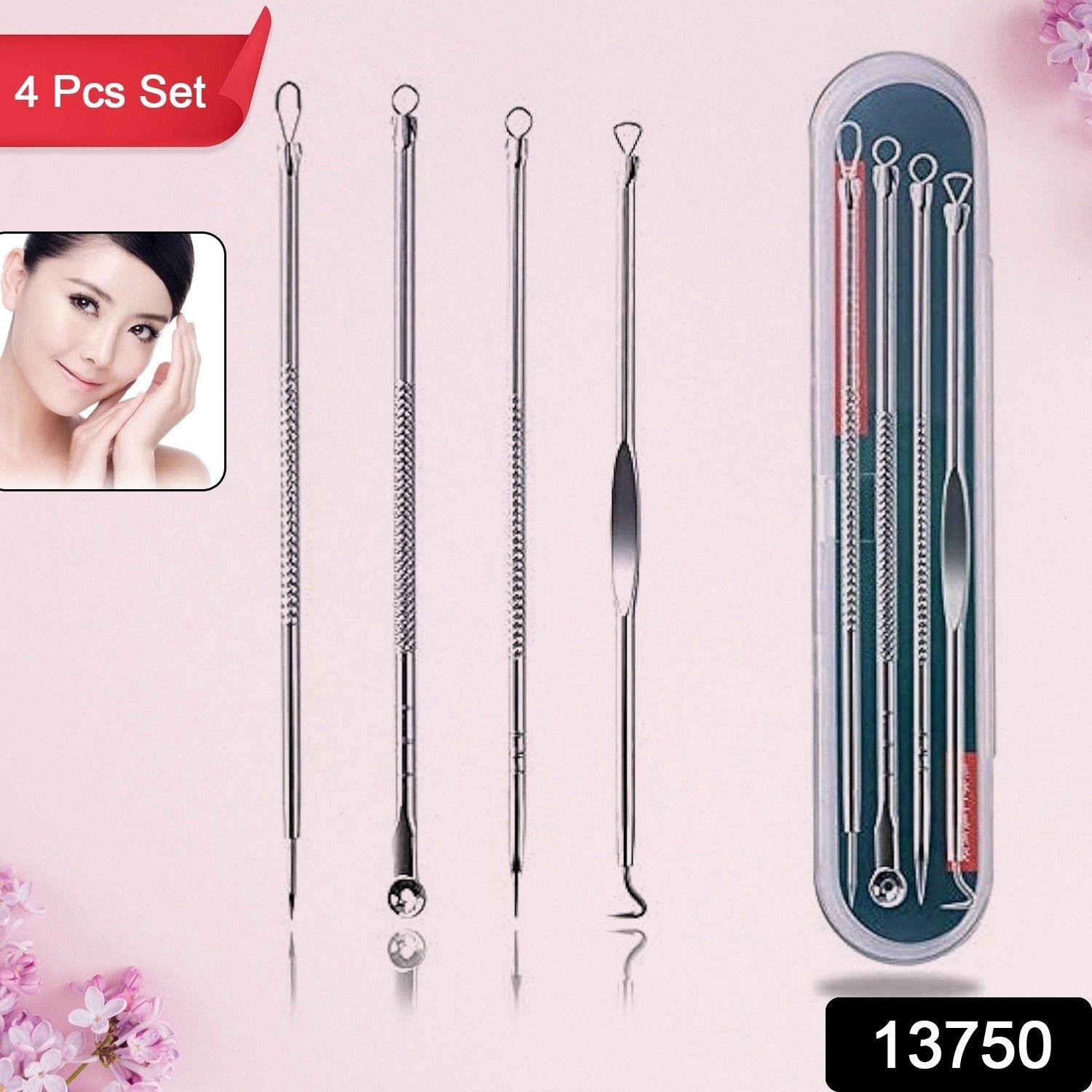 8b8d26ae-8443-402d-9aeb-98f085cd13e2.jpg Blackhead Remover, 4-in-1 Stainless Steel Pimple Extractor Tool (1 Pc) - Image 1