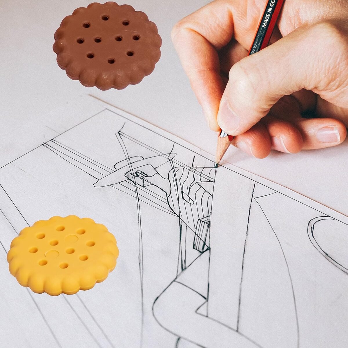 Biscuit-Shaped Erasers | Fun Rubber Stationery for Kids | Creative Birthday Gift Toy (6 Pcs Set) - Image 5