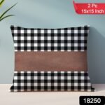 Pillow Covers, Leather & Cotton Cushion Covers (15 × 15 Inch / 1 Pair / 2 Pc) - Image 2