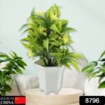 Artificial Flower Plant with Cute Pot – Home & Office Tabletop Decor, Indoor Balcony Plant (1 Pc) - Image 2