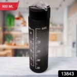 Plastic Black Motivational Water Bottle with Straw (900 ML) - Image 2