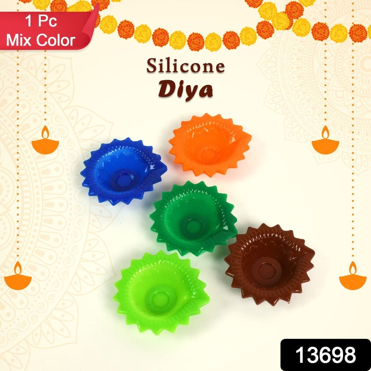 Silicone Diya for Diwali Attractive Design Colourful Diya Combo (Mix Design /1 Pc) - Image 2