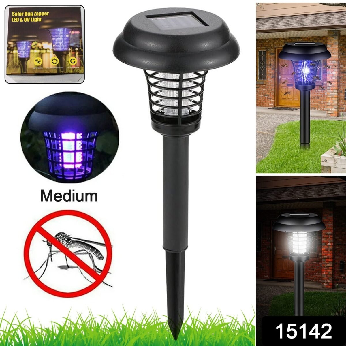 Medium Garden Solar Powered LED Mosquito Trap / Bug Zapper (1 Pc) - Image 2