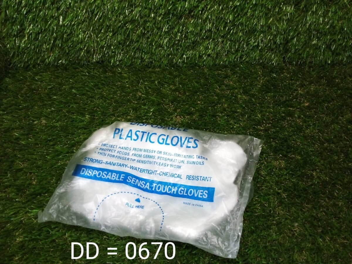 Plastic Transparent Disposable Clear Gloves (White) (100Pc) - Image 11