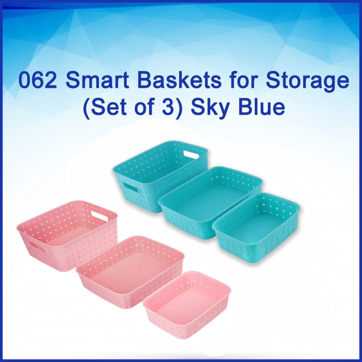Smart Baskets for Storage(Set of 3) Sky Blue - Image 8