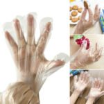 Plastic Transparent Disposable Clear Gloves (White) (100Pc) - Image 9