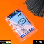 3×100 MM Nylon Self Locking Cable Ties, Heavy Duty Strong Zip Wire Tie. Pack of 100pc - Black - Image 2