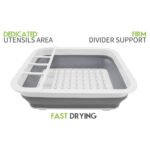 Collapsible Folding Silicone Dish Drying Drainer Rack with Spoon Fork Storage Holder - Image 10