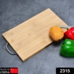 Thick Wooden Bamboo Kitchen Chopping Cutting Slicing Board with Holder for Fruits Vegetables Meat - Image 2