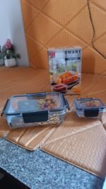 Plastic Kitchen Storage Container Big 800 ML & Small 250 ML with Air Seal Lock Lid & Spoon - Image 8