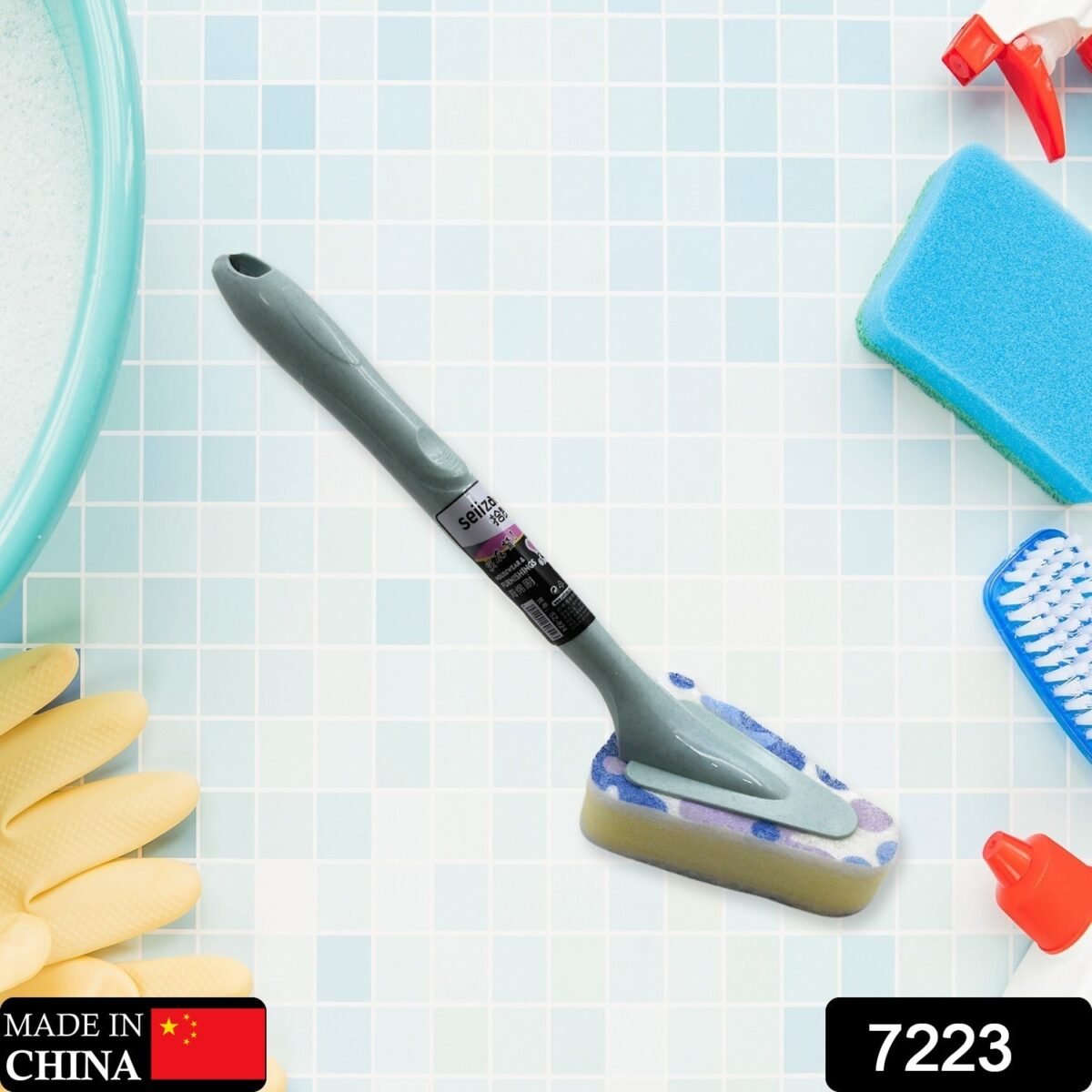 Triangular Sponge Brush – Long Handle Multipurpose Kitchen & Bathroom Cleaning Tool - Image 6
