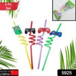 Plastic Straws Reusable Drinking Straws (4 pc Set / Mix design) - Image 6