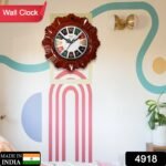 Wooden Look Round Wall Clock - Battery Operated, Easy-to-Read, Plastic Design for Home/Office - Image 2