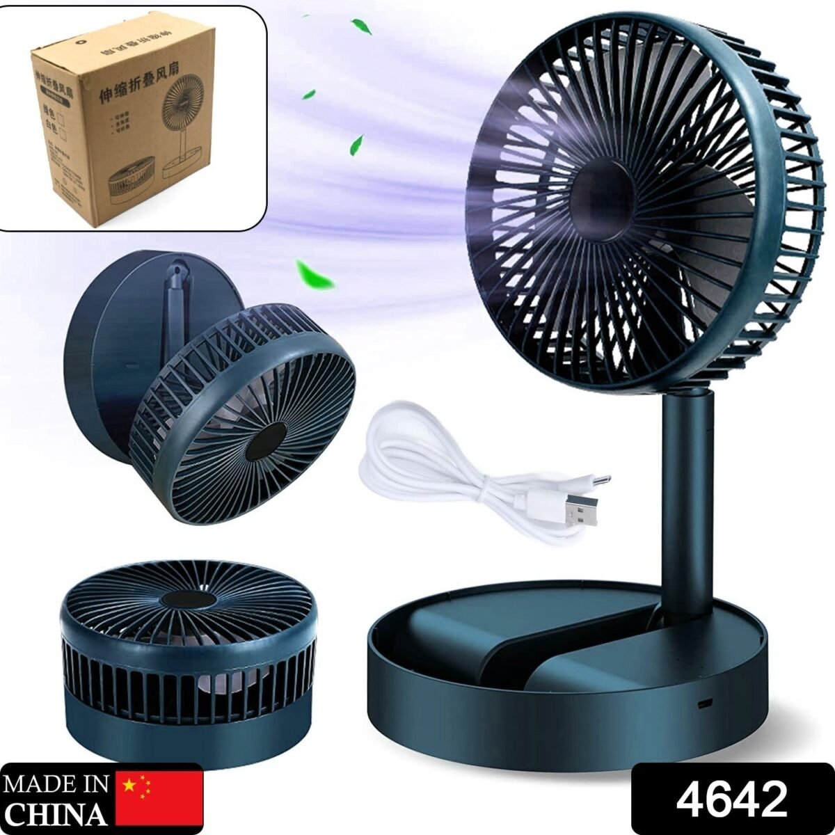 Adjustable Portable Desktop Fan - Telescopic Silent Personal Cooling for Office & Travel (Battery Not Include) - Image 2