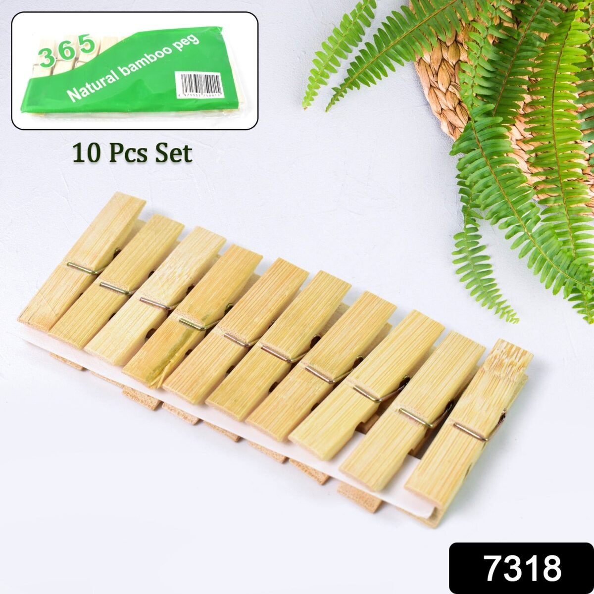 Heavy Duty Bamboo Wooden Cloth Clips / Pegs (10 Pcs Set) - Image 2