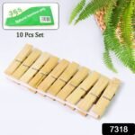 Heavy Duty Bamboo Wooden Cloth Clips / Pegs (10 Pcs Set) - Image 2