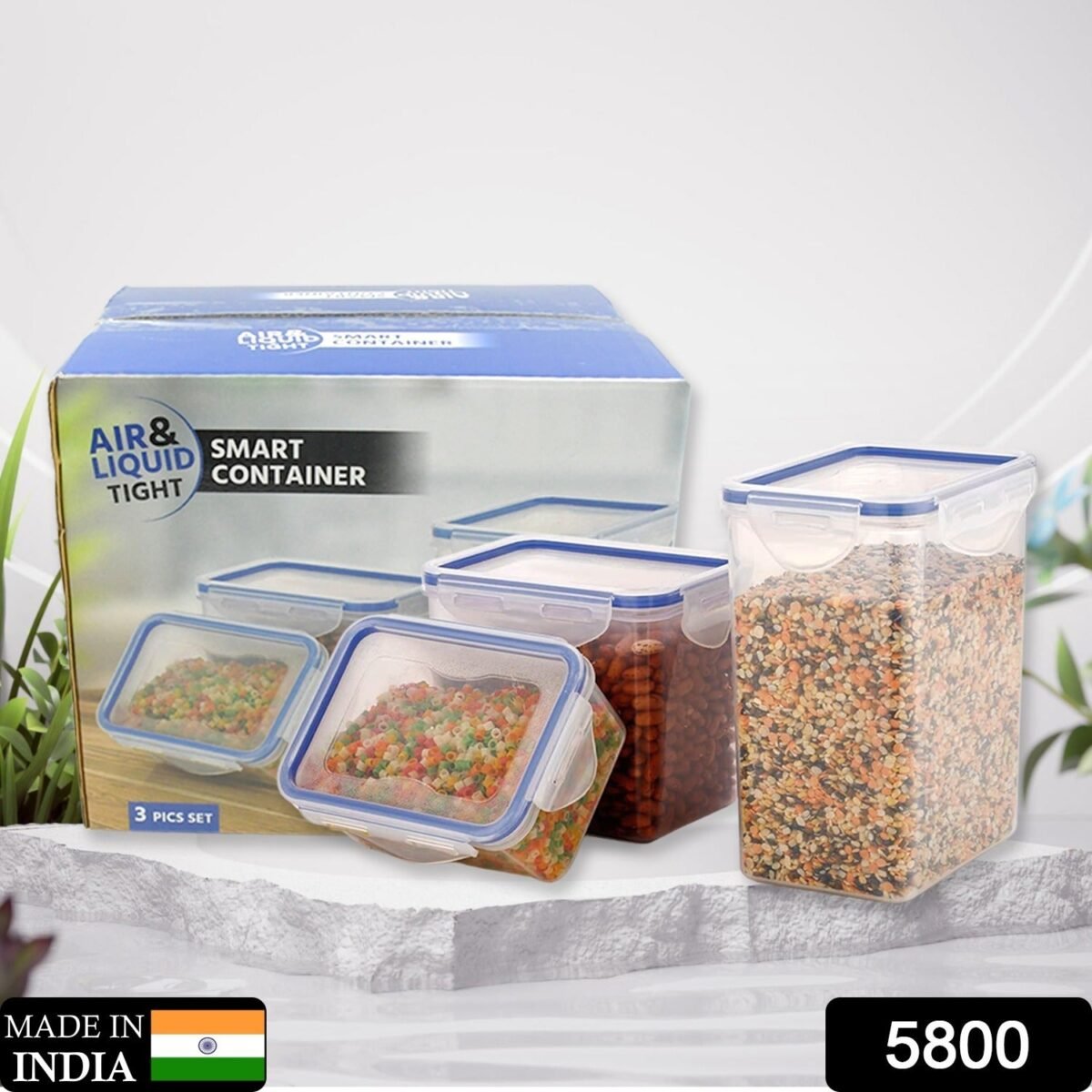 Classics Rectangular Plastic Airtight Food Storage Containers with Leak Proof Locking Lid Storage container set of 3 Pc( Approx Capacity 500ml,1000ml,1500ml, Transparent) - Image 2