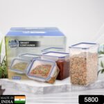 Classics Rectangular Plastic Airtight Food Storage Containers with Leak Proof Locking Lid Storage container set of 3 Pc( Approx Capacity 500ml,1000ml,1500ml, Transparent) - Image 2