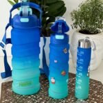 Plastic Water Bottle, 3 Different Size Bottle (3 Pc Set / With Straw & Sticker) - Image 6