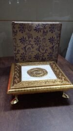 Golden - Square Pooja Chowki Patla / Bajot (20×20 CM / 1 Pc) - Image 8