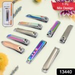 Stainless Steel Folding Portable Large Nail Clippers with Nail File (1 Pc / Mix Design) - Image 2