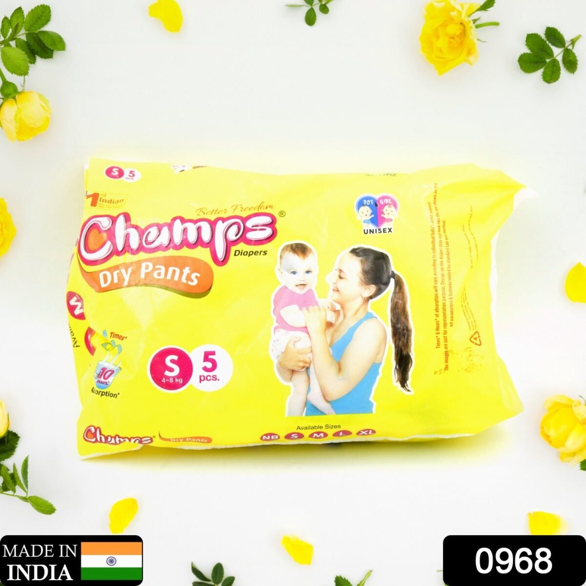 Travel-Friendly Diapers: Champs Small Diaper Pants (5 Pack) - Leakproof - Image 2