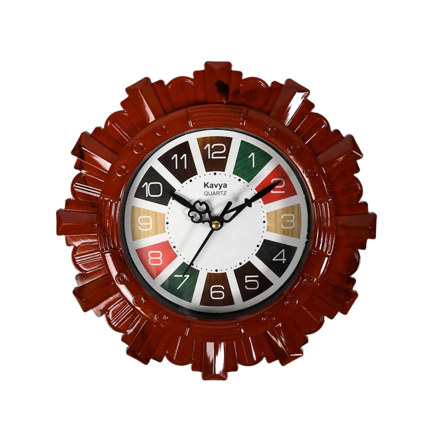 clock1_3_7a4d4860-896f-46ad-b077-d7dbe6ca3ee3.jpg Wooden Look Round Wall Clock - Battery Operated, Easy-to-Read, Plastic Design for Home/Office - Image 1