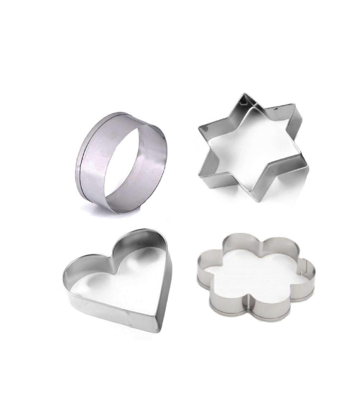 0827 Cookie Cutter Stainless Steel Cookie Cutter with Shape Heart Round Star and Flower (4 Pieces) - Image 1