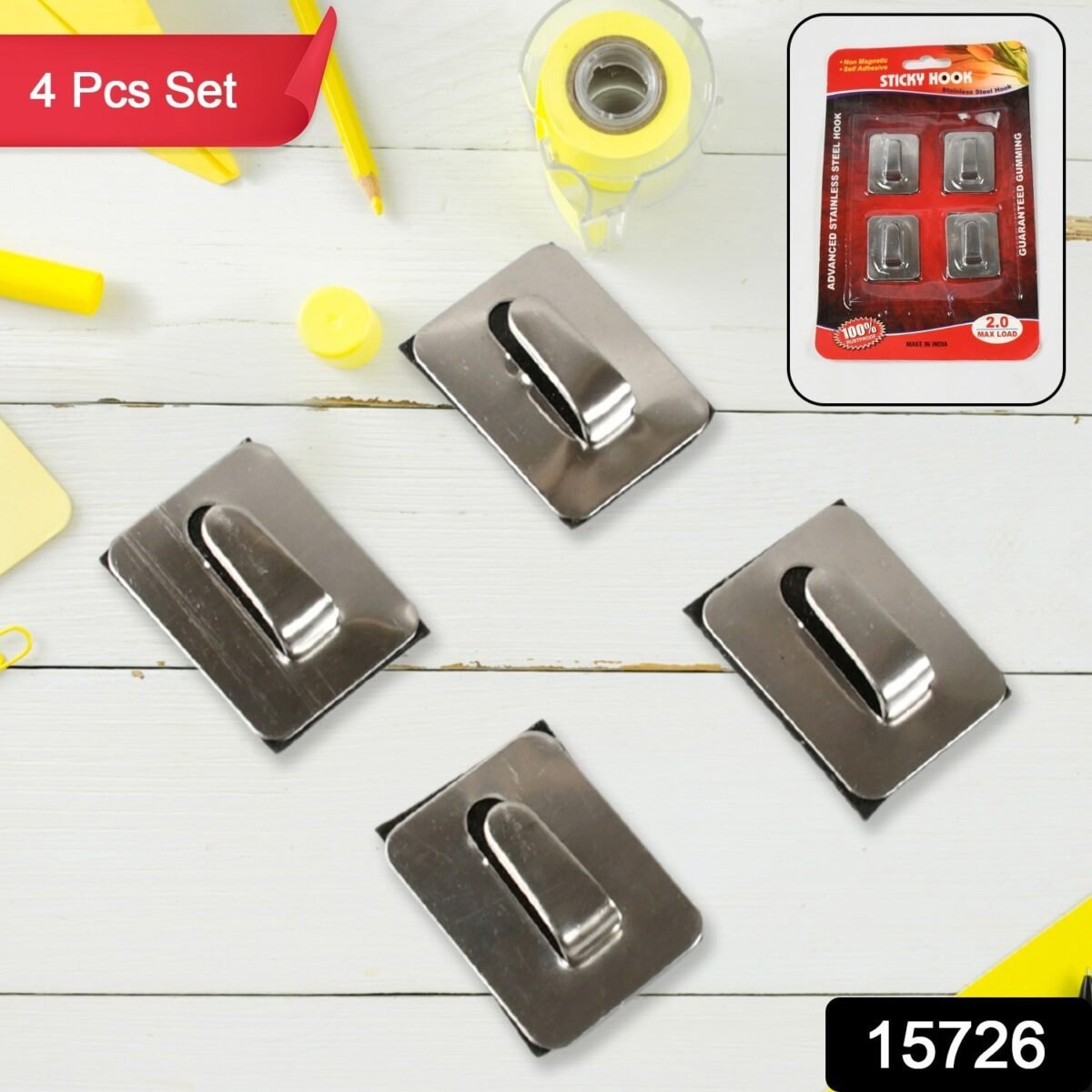 Self- Adhesive Hooks, Heavy Duty Wall Hooks Hangers Stainless Steel Waterproof Sticky Hooks for Hanging Robe Coat Towel Kitchen Bathroom and. - Image 2