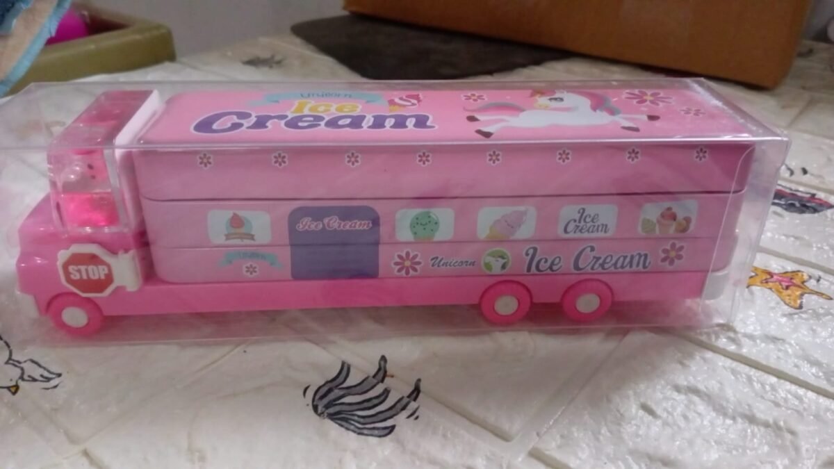 Double Decker Magic Truck Compass Multi Level Metal Truck Compass Pencil Case with Movable Wheels & Sharpener (Mix Design) - Image 9